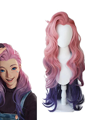 Game LOL Seraphine 100cm Long Pink Wigs