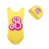 Barbie The Movie Girls' Cartoon One-Piece Swimsuit and Swim Cap Set - 2600