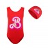 Barbie The Movie Girls' Cartoon One-Piece Swimsuit and Swim Cap Set - 2600