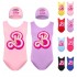 Barbie The Movie Girls' Cartoon One-Piece Swimsuit and Swim Cap Set - 2600