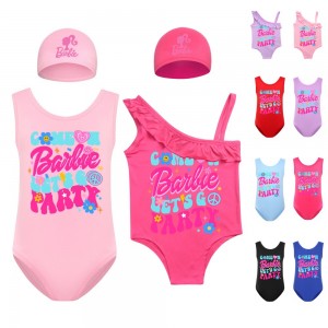 Barbie the Movie Girls' Cartoon Swimsuit & Swim Cap Set - YYM 2735