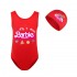 Barbie The Movie Girls' Cartoon Swimsuit and Swim Cap Set - 2578