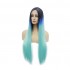 Lace Front Wigs 60cm Long straight Dark Blue Fade Light Blue Cosplay Wigs