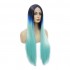 Lace Front Wigs 60cm Long straight Dark Blue Fade Light Blue Cosplay Wigs