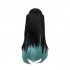 Anime Demon Slayer Tokitou Muichirou Long Straight Green Mixed Black Cosplay Wigs