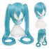 Anime VOCALOID Hatsune Miku 120cm Long Straight Double Ponytail Multicolor Bangs Cosplay Wigs