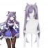 Game Genshin Impact Keqing Ponytails Mixed Purple Cosplay Wig with Ears