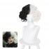 Movie Cruella Cruella De Vil Black White Bangs Curly Cosplay Wigs