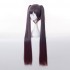 Game Genshin Impact Mona Megistus Long Double Ponytail Dark Brown Cosplay Wigs