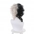 Movie Cruella Cruella De Vil Black White Center Bangs Curly Cosplay Wigs