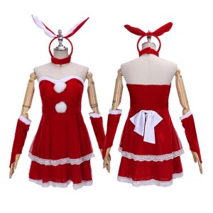 2022 New Fashion Graceful Red Women’s Christmas Bunny Girl Cosplay Costume