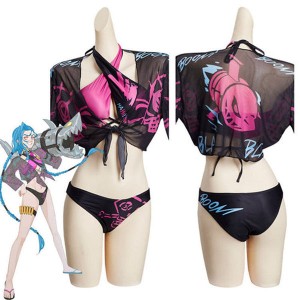 Game LOL Arcane Jinx Loose Cannon Swimsuit Cosplay Costume