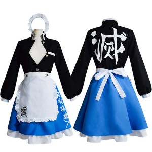 Anime Demon Slayer Kimetsu no Yaiba Inosuke Hashibira Lolita Maid Cosplay Costumes