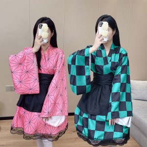 Anime Demon Slayer Kimetsu no Yaiba Nezuko Kamado Short Maid Cosplay Costumes