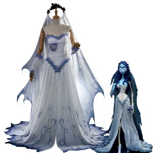 Tim Burton&#39;s Corpse Bride Emily Wedding dress Cosplay Costumes
