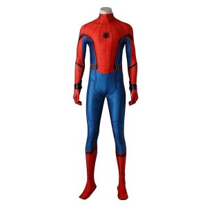 Movie Spider-Man: Homecoming Peter Parker Spiderman Jumpsuit Cosplay Costume with Free Bracers