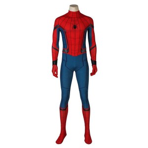 Movie Spider-Man: Homecoming Peter Parker Spiderman Cosplay Costume Jumpsuit with Free Bracers and Headgear