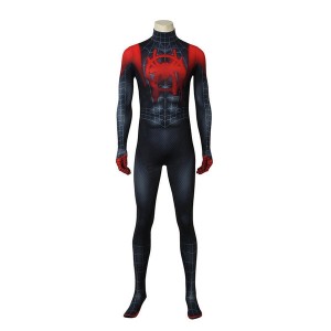 Movie Spider-Man: Into the Spider-Verse  Miles Morales Spiderman Elastic Force Jumpsuit Cosplay Costume with Free Headgear