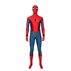 Movie Spider-Man: Far From Home Peter Parker Spiderman Jumpsuit Cosplay Costume with Free Headgear and Bracers