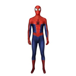 Movie Spider-Man: Into the Spider-Vers Peter Parker Spiderman Jumpsuit Elastic Force Cosplay Costume with Headgear