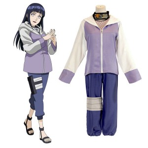 Anime Naruto Hyuga Hinata Uzumaki Fullset Cosplay Costume With Free Props