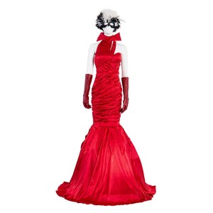 Movie Cruella Cruella de Vil Red Dress Halloween Cosplay Costumes