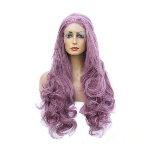 Multi-size Women Lace Front Wigs Long Curly Mixed Purple Cosplay Wigs