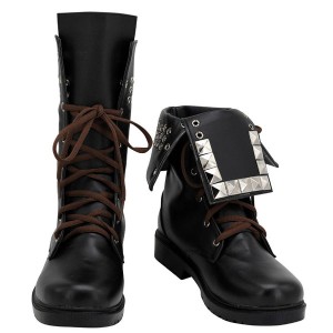 The Walking Dead Michonne Hawthorne Cosplay Shoes Deluxe Brown PU Rivet Ankle Boots Shoes