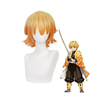 Anime Demon Slayer: Kimetsu no Yaiba Zenitsu Agatsuma Female Cosplay Wig Blonde Long Ponytail Cosplay Wigs