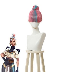 LOL True Damage Qiyana Prestige Edition Blue Mixed Pink Cosplay Wigs