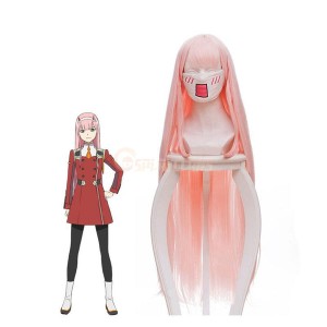 Anime DARLING in the FRANXX 02 Zero Two 100cm Long Pink Straight Cosplay Wigs