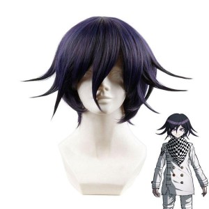 Anime DanganRonpa V3 Oma Kokichi Black Mixed Purple Short Wigs