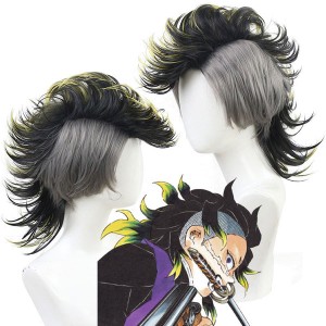 Anime Demon Slayer: Kimetsu no Yaiba Genya Shinazugawa Cosplay Wig