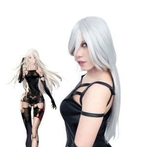 Game Nier: Automata Yorha A2 Type a No.2 Women Synthetic Long Silver Halloween Cosplay Wigs