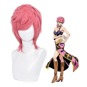 Anime JoJo's Bizarre Adventure Golden Wind Trish Una Long Pink Cosplay Wigs