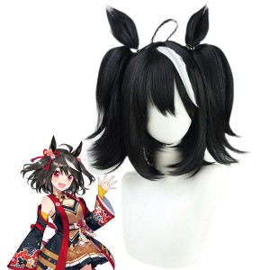 Anime Uma Musume Pretty Derby Kitasan Black Cosplay Wig With Ear Props