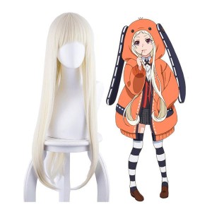 Anime Kakegurui Yomoduki Runa Long Straight Cream White Cosplay Wigs