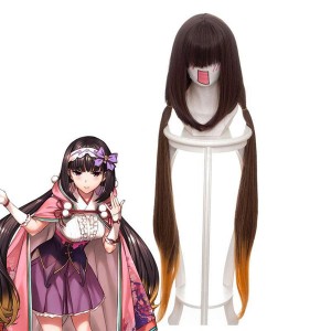 FGO Fate/Grand Order Osakabehime 100cm Long Straight Mixed Brown Gradient Yellow Cosplay Wigs