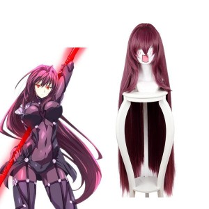 FGO Fate Grand Order Lancer Scathach Dark Purple 110cm Long Stright Cosplay Wigs