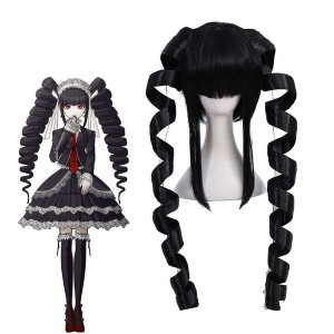 Danganronpa: Trigger Happy Havoc Celestia Ludenberg Black Giant Spiral Curl Cosplay Wigs