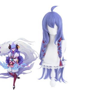 Game LOL Spirit Blossom Skin Kindred 80cm Long Blue Purple Cosplay Wigs