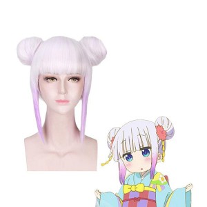 Anime Miss Kobayashis Dragon Maid Kanna Kamui Short White Mixed Purple Cosplay Wigs