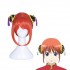 Anime Gintama Kagura Short Orange Red Cosplay Wigs with Free Headdress