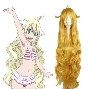 Anime Fairy Tail Mavis Vermilion Long Golden Cosplay Wigs