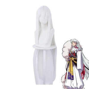 Anime Inuyasha Sesshoumaru Long Straight White Cosplay Wigs