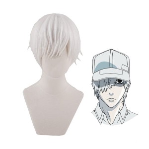 Anime Cells at Work White Blood Cell Short White Cosplay Wigs