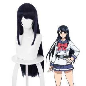 Anime High-Rise Invasion Yuri Honjo Long Dark Blue Cosplay Wigs