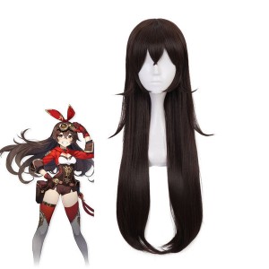 Game Genshin Impact Amber Dark brown Long Cosplay Wigs