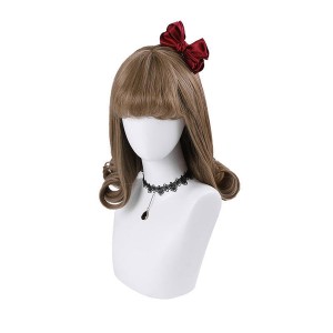 Women Fashion Short Black Curls Sweet Bangs Lolita Wig