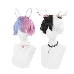 Women Fashion Wig Red Blue Black White Short Lolita Wigs